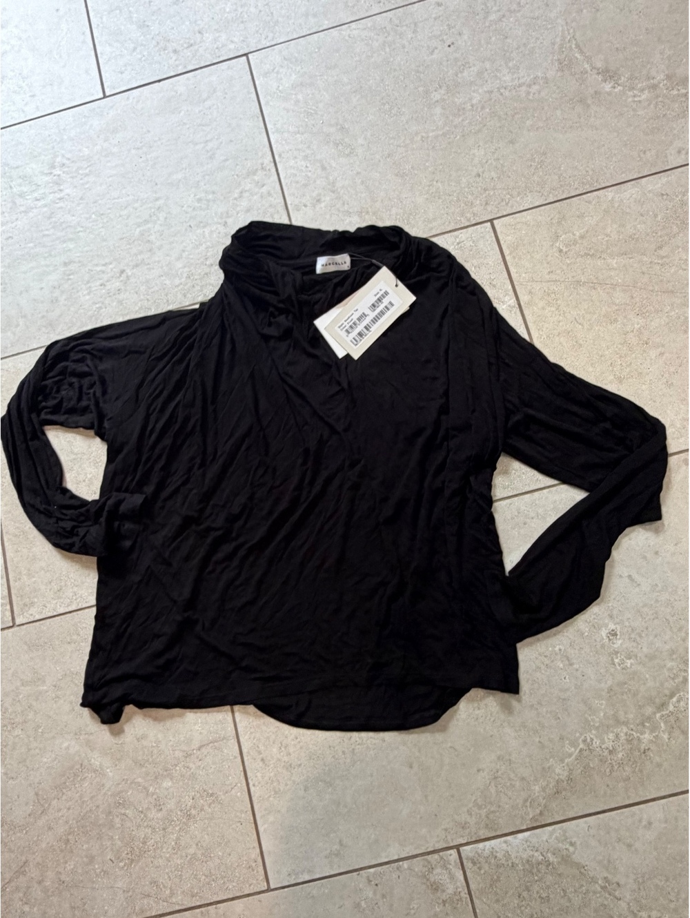 NWT Black Marcella Woodlawn Drape Cowl European Jersey top blouse XL